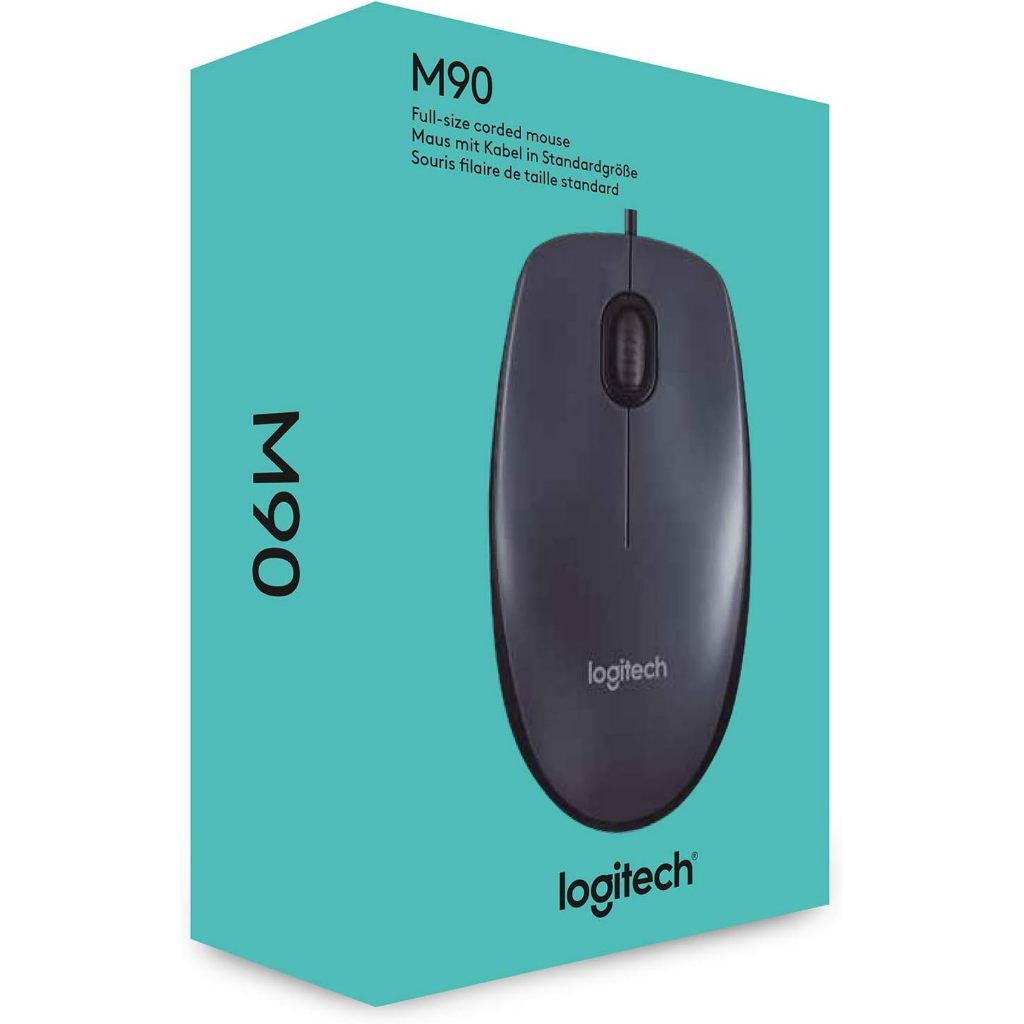 Mouse Com Fio USB Logitech M90 Com Design Ambidestro E Facilidade Plug And Play