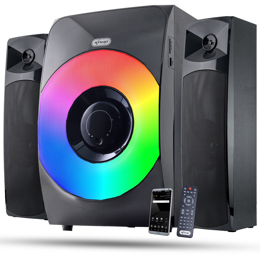 Alto Falante Rgb Subwoofer Amplificado Reforço Graves 1200w Preto