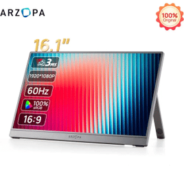 Monitor Portátil ARZOPA 16.1" 1080P 100% sRGB Segundo Monitor de Tela Externa - Z1C