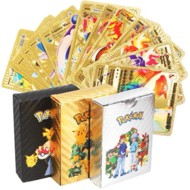 10 Peças Gold - Cartões Pokemon Metal Gold Vmax GX Energy Card Charizard Pikachu Coleção Rara Treinador De Batalha L