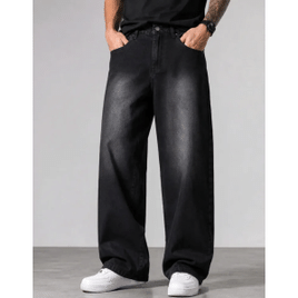 Calça Jeans Masculina Larga Baggy Grande Reta Balão Wide