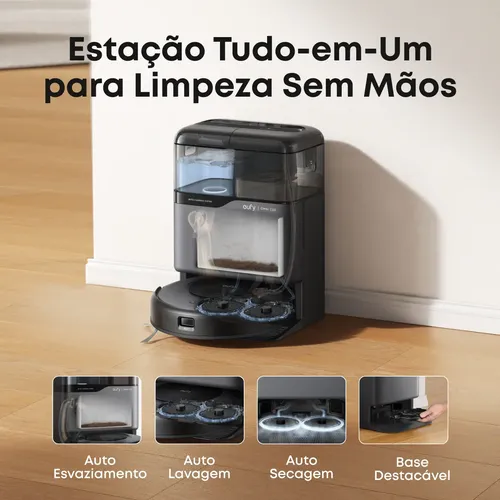 Robô Aspirador Eufy Omni C20 3 Em 1 Estação Tudo Em Um Sucção 7000pa Corpo Ultrafino 8,5cm Esvaziamento Limpeza E... Preto