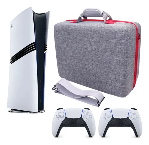 Maleta Protetora Rígida PS5 SLIM Compartimentos Moldados p Console Controles Cabos e Discos