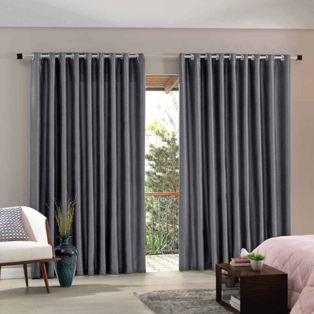 Cortina 3,00x2,80 Metros Blackout Blecaute Cinza Corta Luz Em Tecido Grosso Para Quarto E Sala Casa Laura Enxovais