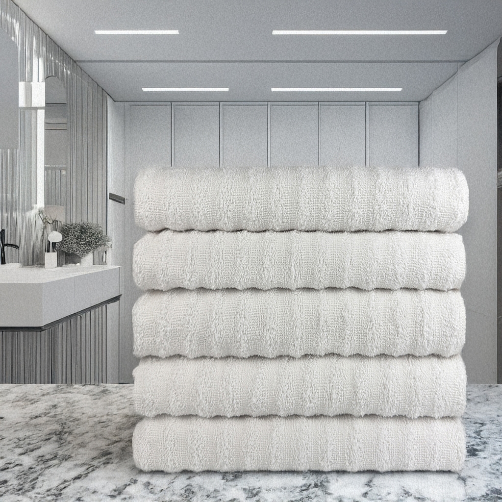 Kit 5 Toalhas Banho Gigante Grossa Hotel Luxo 75x150cm 480g Branco Hotel
