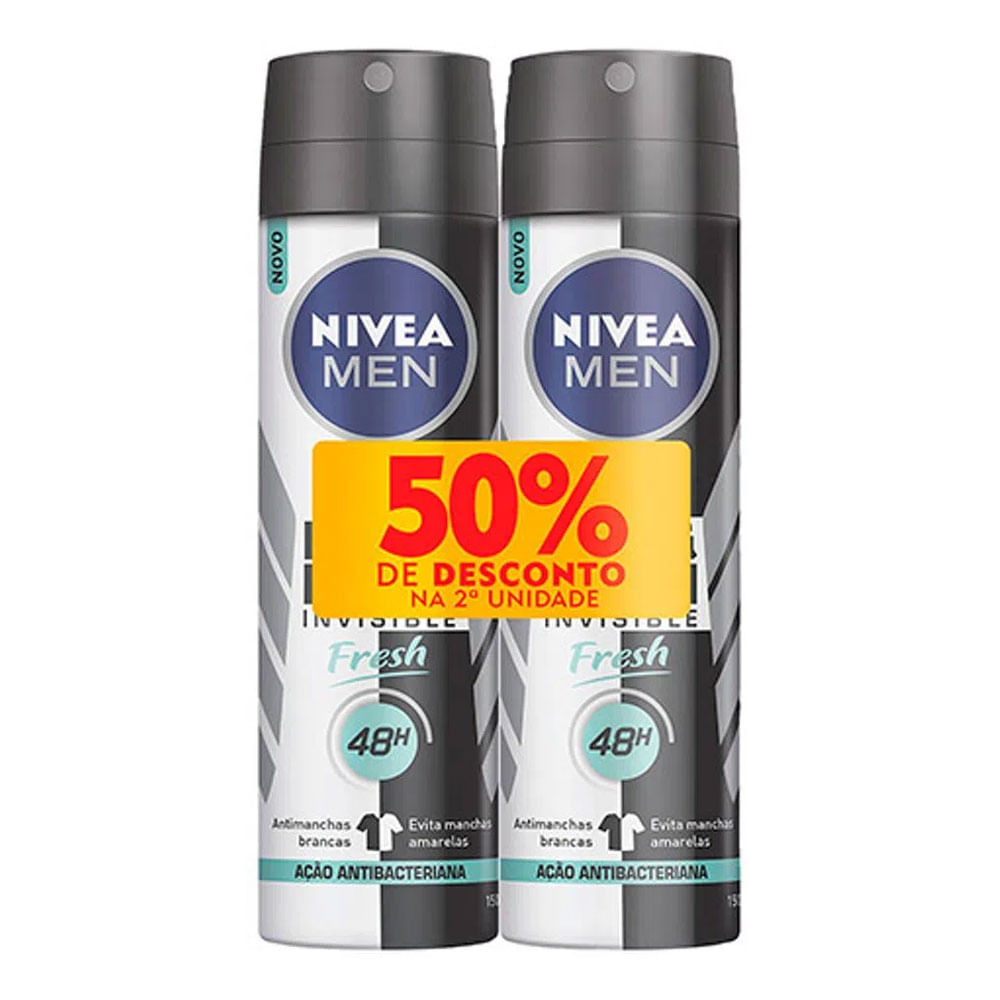 Kit Nivea Desodorante Aerosol Men Black&white Invisible - 2 Unidades