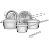 Jogo de Panelas Tramontina Aço Inox Allegra 5 Peças Fundo Triplo + Pegador de Massa