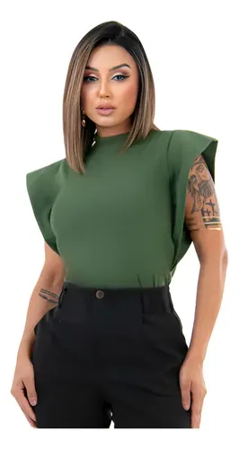 Blusa Feminina Social Manga Morcego Muscle Tee Luxo