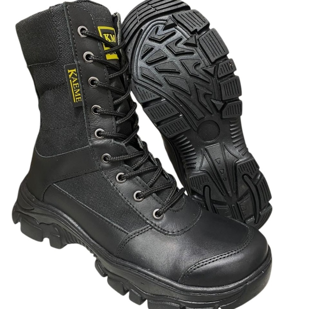 Bota Tática Combat, Couro Legítimo, 18cm De Cano, Solado Antiderrapante