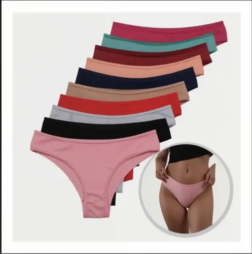 10 Calcinhas Feminina Tanga Lisa Algodão
