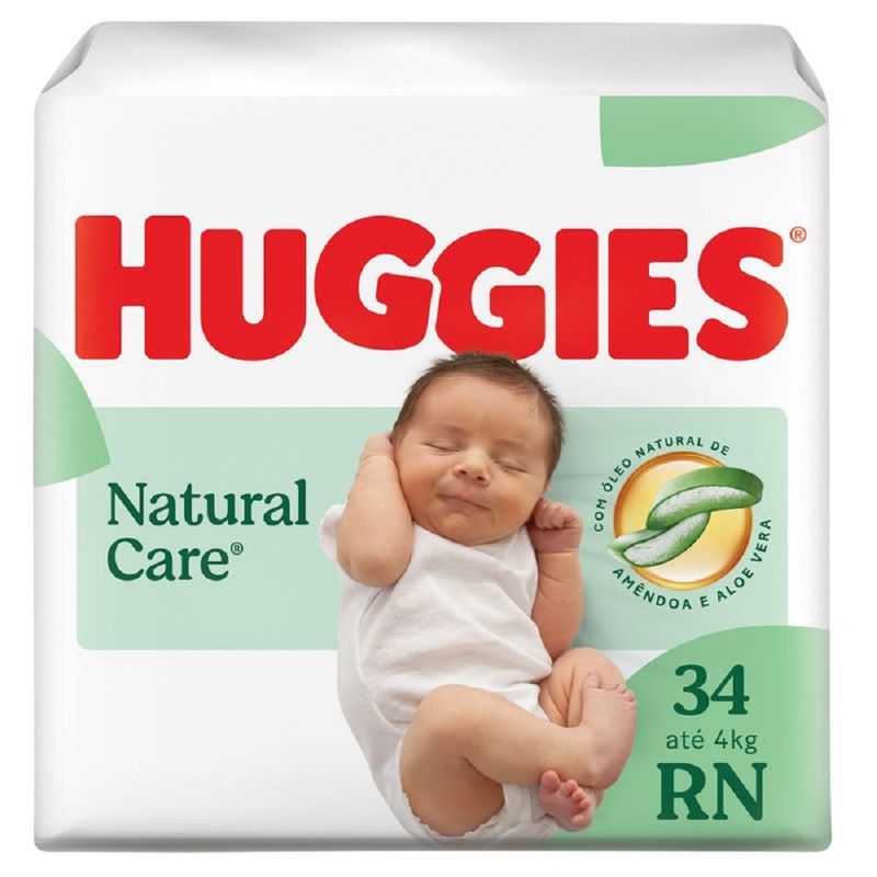 Fralda Huggies Natural Care RN 34 unidade