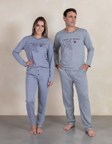 Kit Pijama Casal De Frio Namorados Feminino Masculino