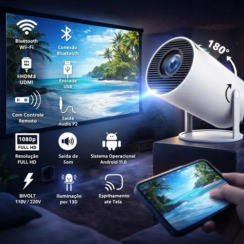 Projetor Portatil VLX HY300 Smart Android 11 Wifi