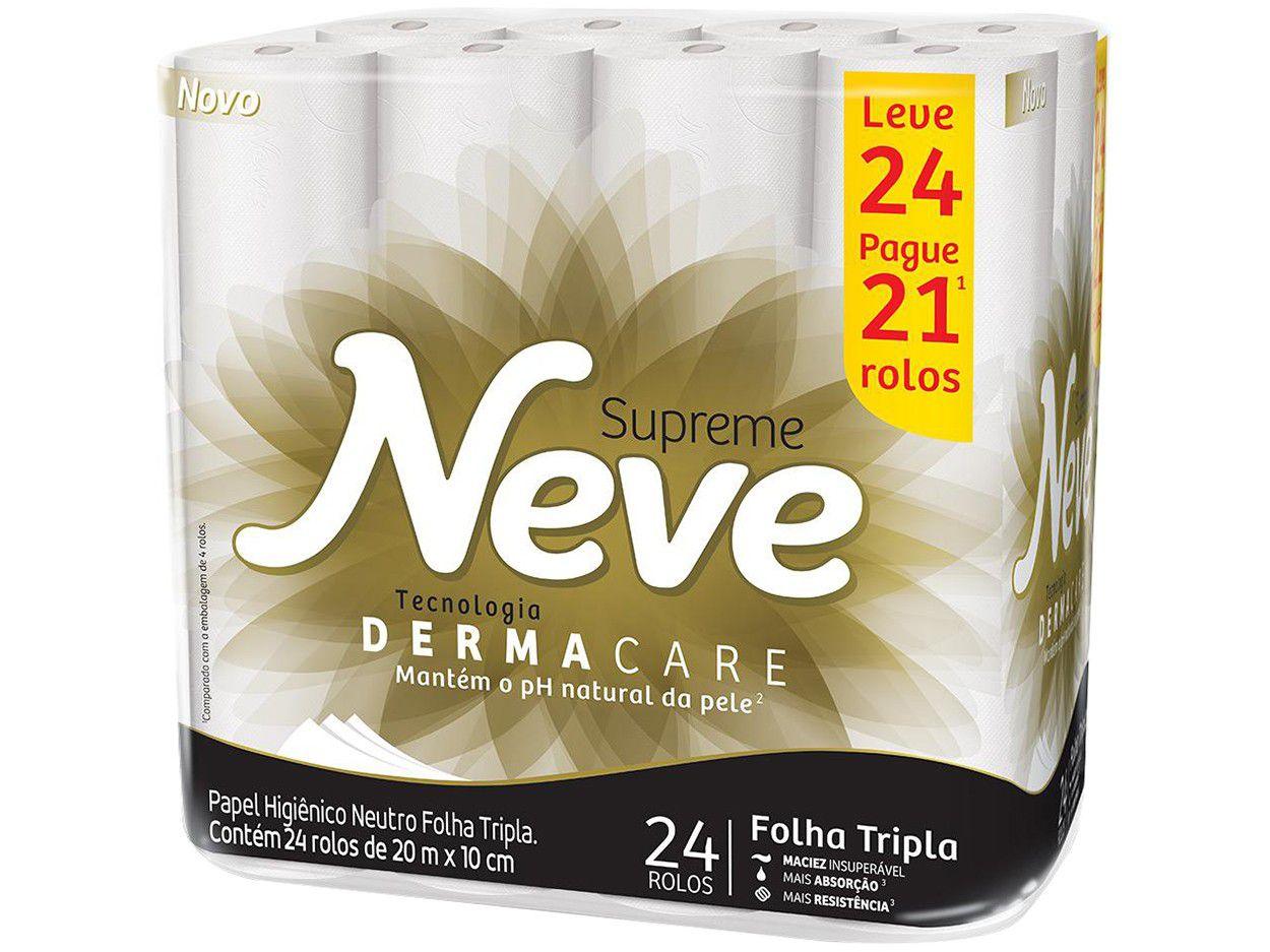 Neve Papel Higiênico Supreme Folha Tripla, 20m, Leve 24 Pague 21 Rolos