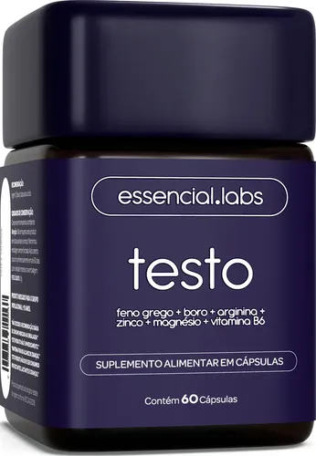 Testo Essencial - Fórmula Exclusiva Com Feno Grego + Boro + Arginina + Zma + Vitamina B6 - Precursor Da Testosterona - 60 Cápsulas Sem Sabor