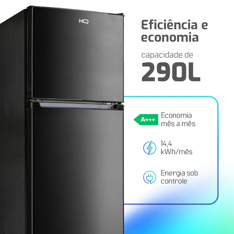 Geladeira Refrigerador HQ Defrost 290 Litros PretoCinza HQ-290RDF 220V
