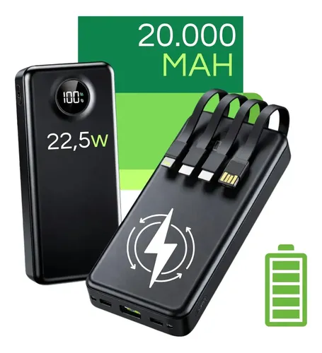 Carregador Portátil 20000 Turbo 22.5w Power Bank Premium Universal Rápido Voo Transporte Aéreo Para Samsung iPhone Xiaomi Motorola Smartphone Smartwatch Tablet Casenn Branco