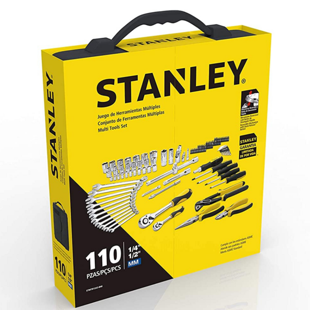 Stanley Kit De Ferramentas 110 Peças Stmt81243 Chave Combinada, Catraca, Alicates