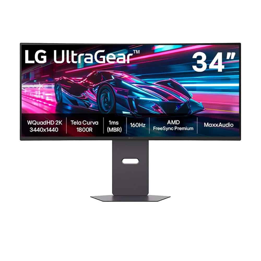 Monitor Gamer LG Ultragear Curvo 34g600a-b 34 Quadhd 2k, Ultrawide 1800r, 160hz, 1ms (mbr), Amd Freesync Premium, Hdr10, Maxxaudio Preto 127/220v