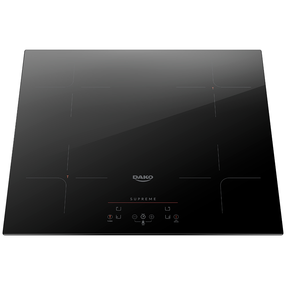 Cooktop De Indução 4 Bocas Dako Supreme Preto Com Trava De Segurança 220v