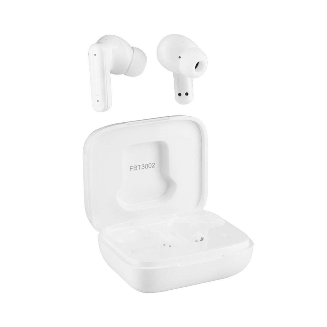 Fone de Ouvido Bluetooth TWS Branco com Cancelamento de Ruído ANC e Display Touch – Maxprint FBT3002