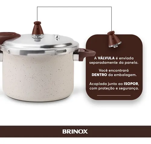 Panela Pressao Brinox 4952/103 Ceramic Pressure Indução 6,8l Vanilla