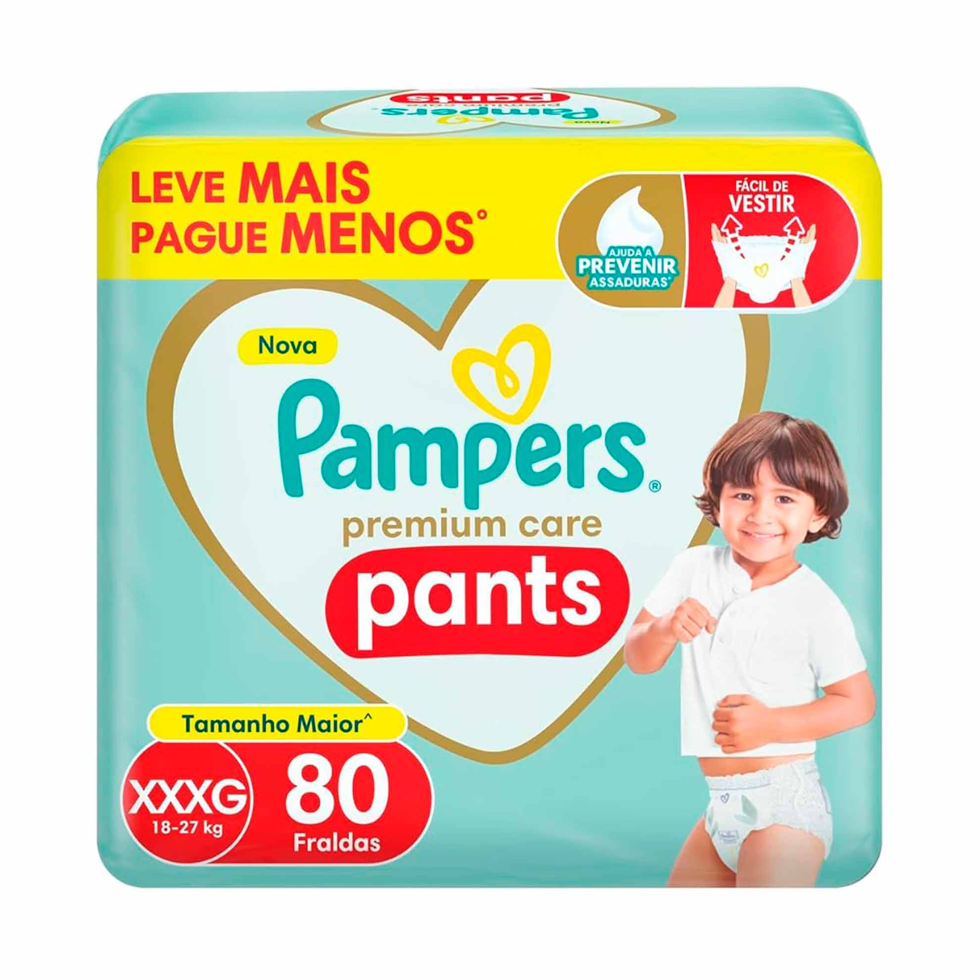 Fralda Pampers Premium Care Pants Tamanho G, Fácil de Vestir, 112 Unidades