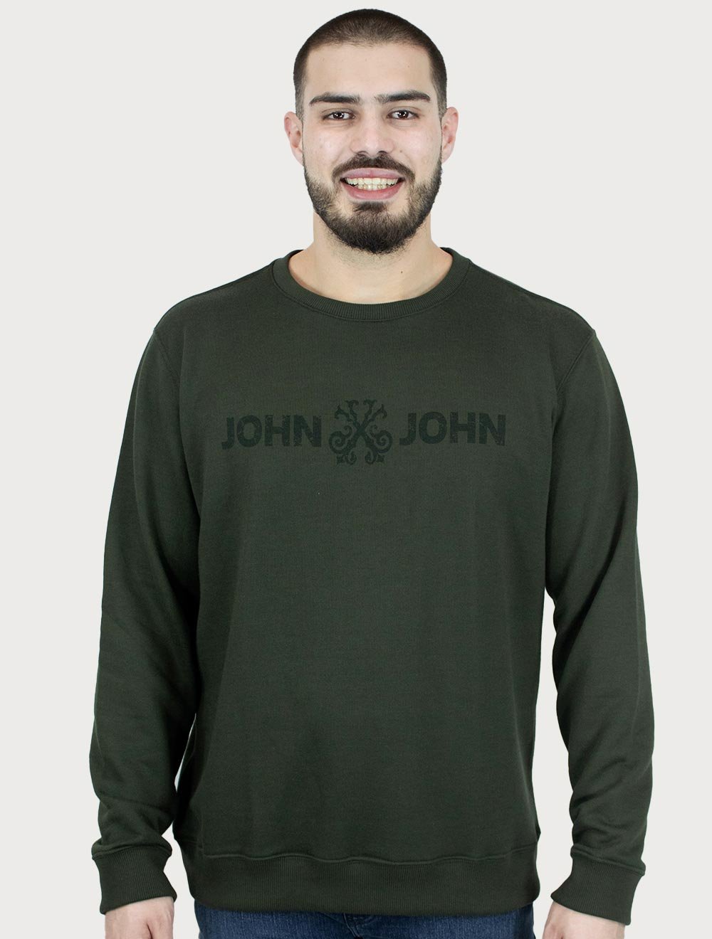 Moletom John John Masculino Embossed Logo Verde Escuro