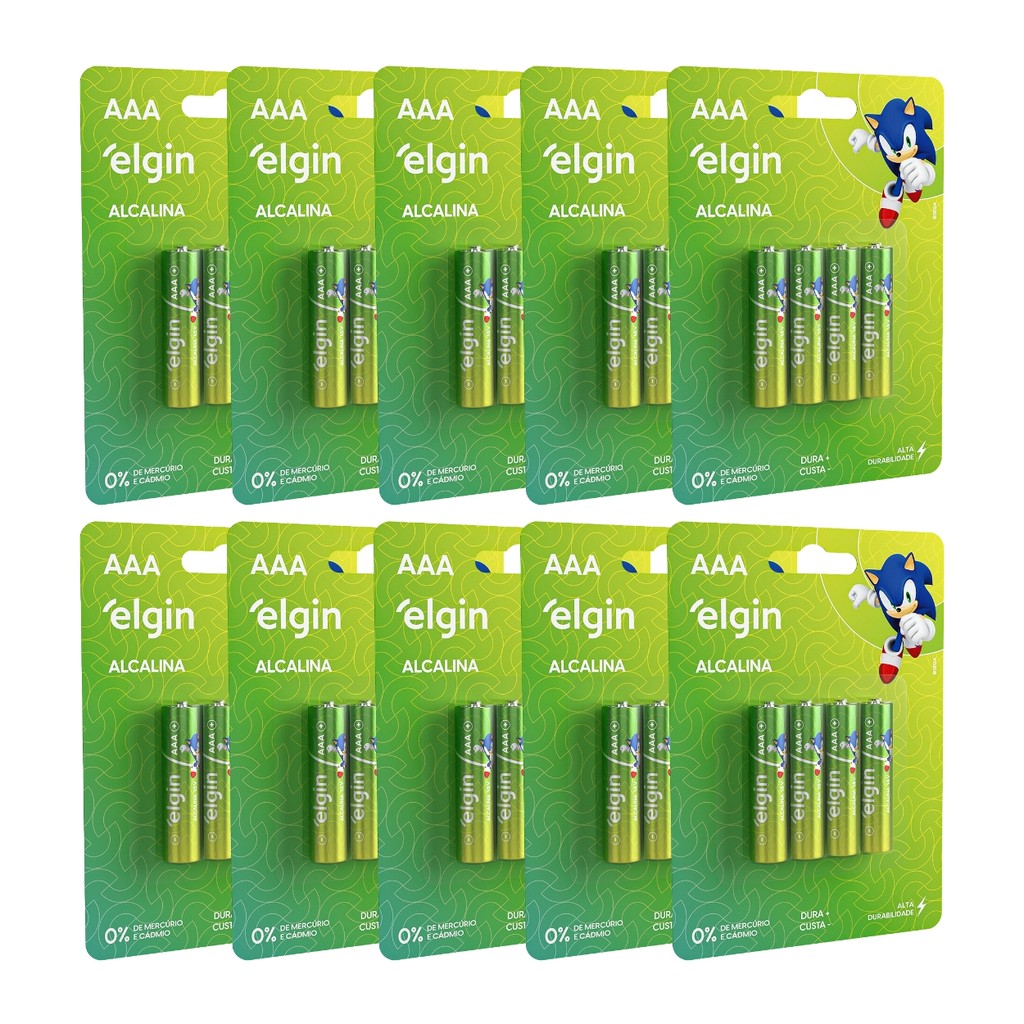 Pilha Alcalina, Elgin, Palito AAA, Blister com 4