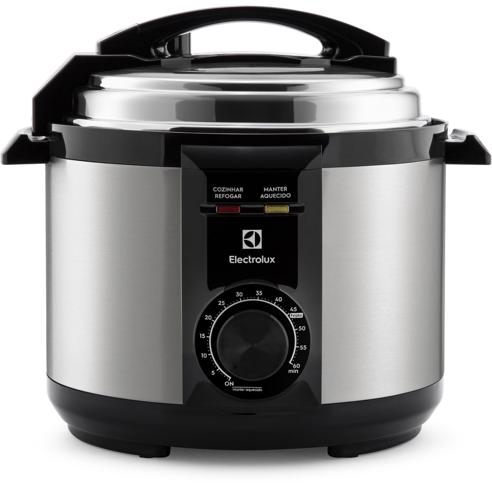 Electrolux Panela pressão elétrica capacidade 5L silenciosa segura 9 travas segurança timer feijão manter aquecido alça antitermica PCE20 inox 220v por Rita Lobo