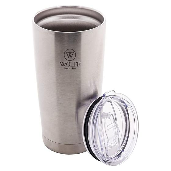 Copo termico wolff de aco inox parede dupla com tampa 600ml prata