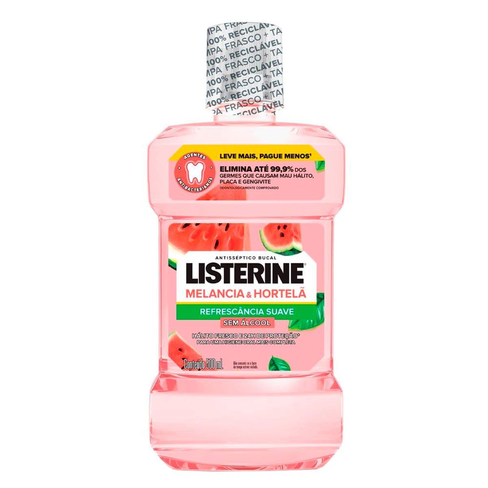 LISTERINE® Melancia & Hortelã Enxaguante Bucal Sem Álcool, 500mL