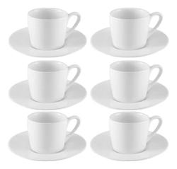 Jogo Xícaras Café Com Pires Porcelana Branca 12 Peças