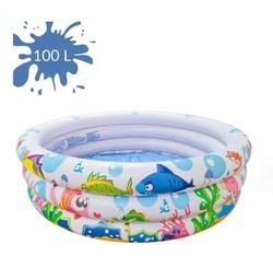 Piscina Inflável Redonda Summer Fun 100 Litros 3 Aneis Fundo Do Mar Criança Infantil Branca Branco