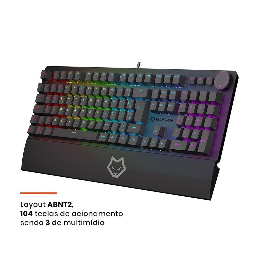 Teclado Mecânico Gamer Husky Anchorage Full Size, RGB, Switch Gateron EF Red, ABNT2 - HTG200PTVR