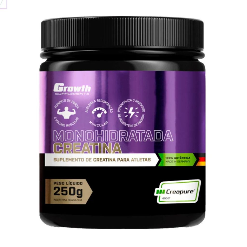 Creatina Creapure 250g Growth Supplements Sem Sabor Em Pó Suplemento Esportivo