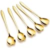 Kit Colher Coração Fofa para Cozinha Mesa Posta Douradas Café Sobremesa Chá Aço Inoxidável Kit Com 5 Colheres Coração