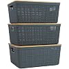 Oikos - Kit Caixa Organizadora 4L Com Tampa De Bambu Cinza