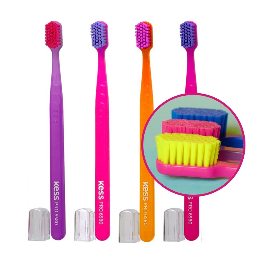 Kess, Pack Com 3 Escovas Dentais Pro Extra Macias, Cores Sortidas