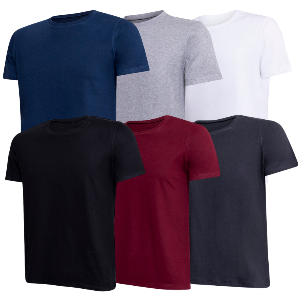 Kit 6 Camisetas Masculinas Lisa Basica 100% Algodão Premium