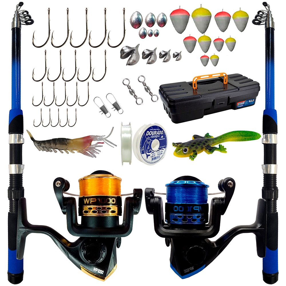 Kit De Pesca Duplo Vara + Molinete E Acessorios
