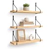 Kit 3 Prateleiras de Parede com Suporte Aramado,Pinus ou MDF Decorativa livros e Vasos Ideais para Quarto Sala e Cozinha