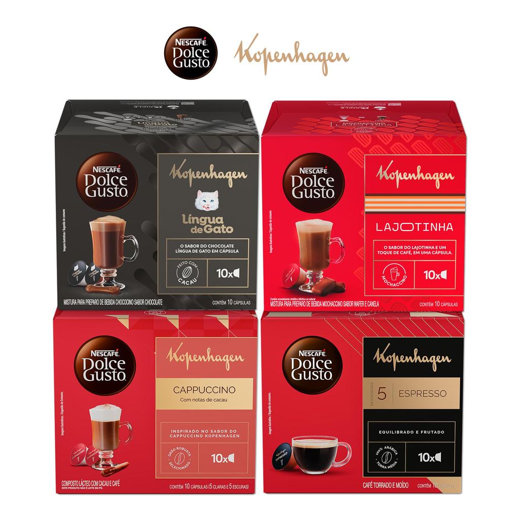 Kit Dolce Gusto 40 Cápsulas Língua Gato, Lajotinha, Cappuccino, Espresso