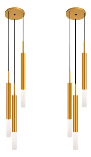 Kit 2 Luminárias Led 3 Modos Luz Dourado