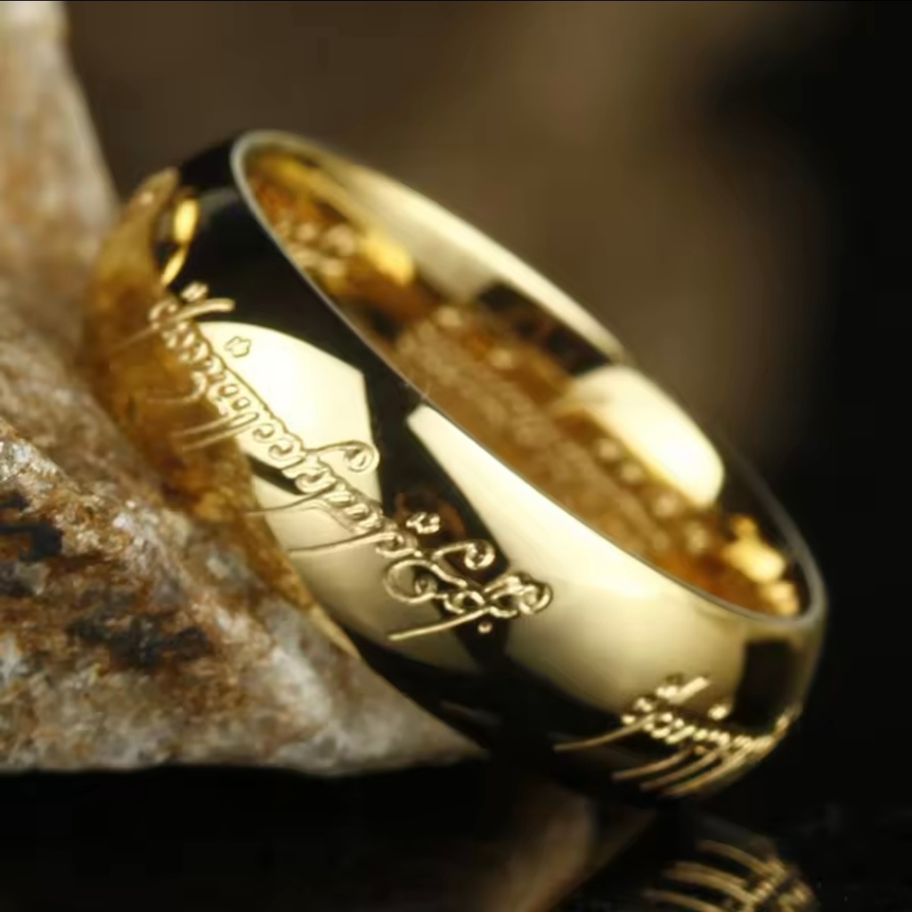 Anel Senhor Anéis Aço Inoxidável Banhado Ouro