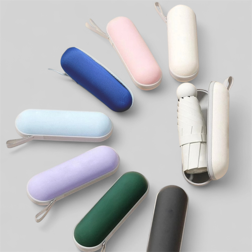 Guarda-Chuva Mini Cápsula de Bolsa Portátil Blackout Proteção Solar UV Sombrinha Dobrável CEstojo