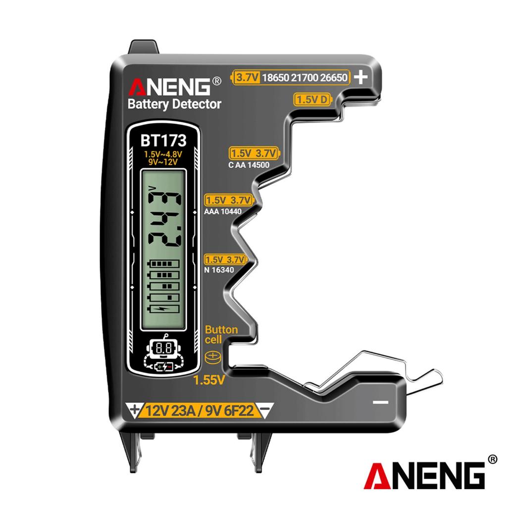 Testador de bateria universal aneng bt173 detector de bateria teste c d aa aaa n 9v medidor de botão de célula dis