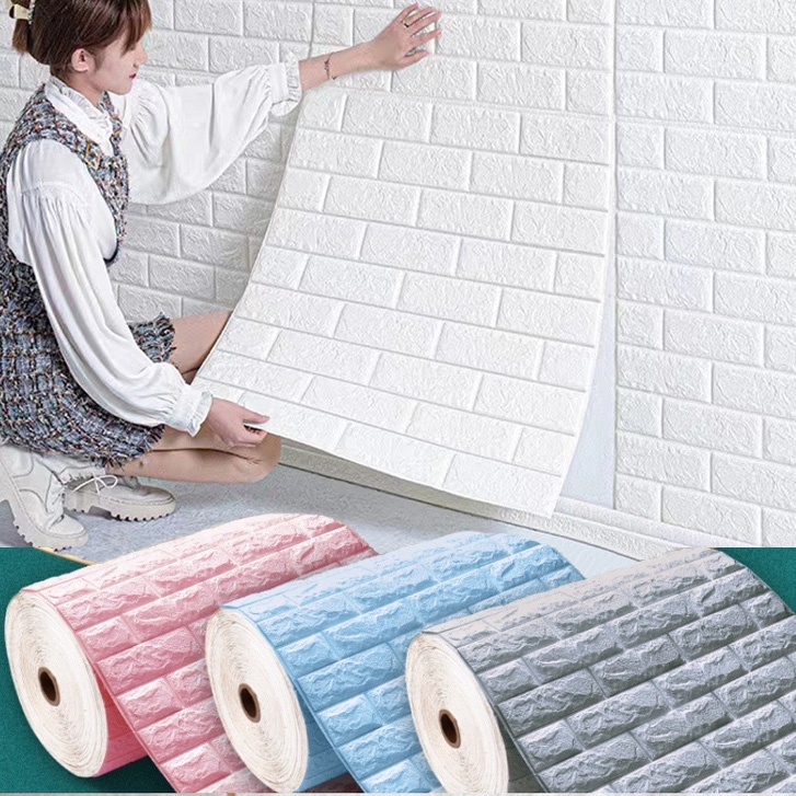 Papel de parede autoadesivo 3d 70cm * 1510m contínuo à prova d'água tijolo sala de estar quarto crianças d