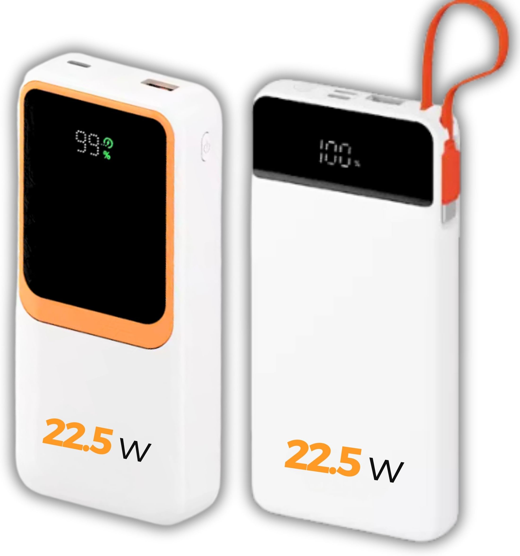 Carregador Portátil Power Bank Turbo 20000mah 22.5w Universal Para iPhone Samsung Motorlola Xiaomi Com Display Digital Preto Ou Branco- Hardline Pret