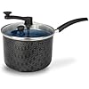 Pipoqueira Antiaderente com Tampa de Vidro Temperado Revestimento com 5 camadas de teflon Safira Black